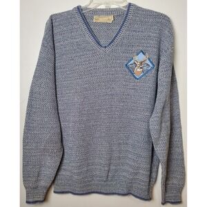 Vintage Wildlife Deer Mountains Scenic Shenandoah Large Men's V-neck Sweater